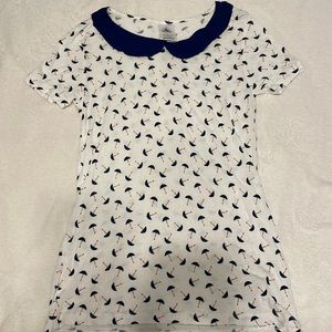 Disney Mary Poppins umbrella short sleeve shirt, Peter Pan collar